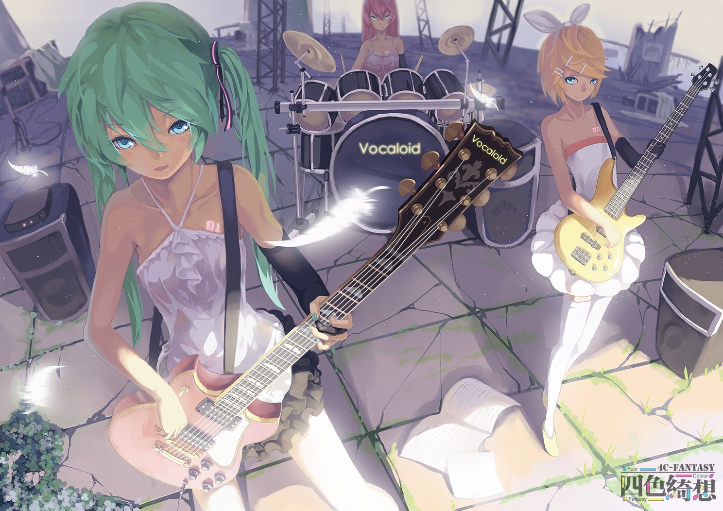 Vocaloid band performing on stage