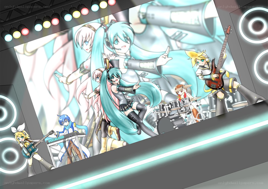 Vocaloid band performing on stage