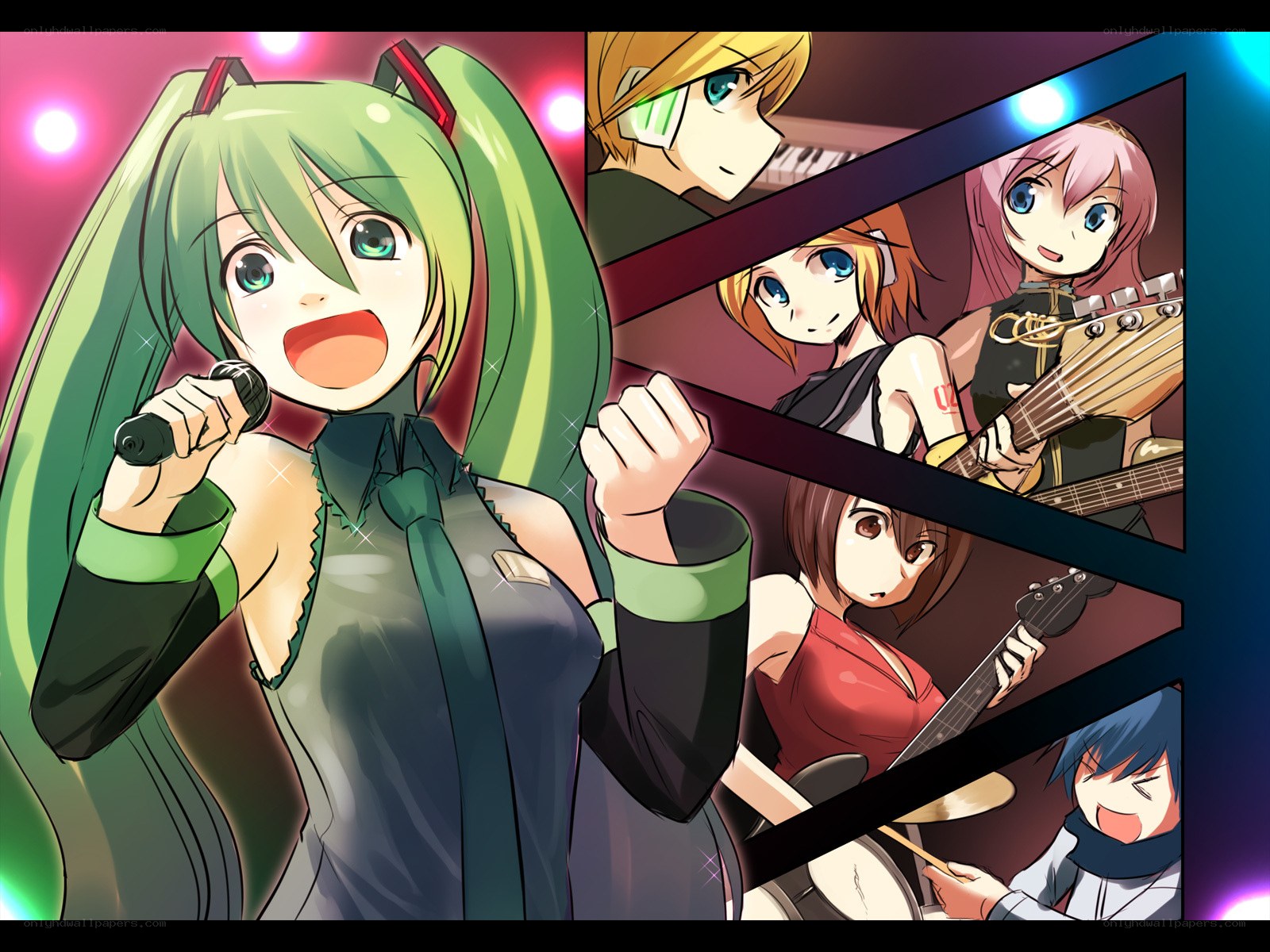 Vocaloid band performing on stage