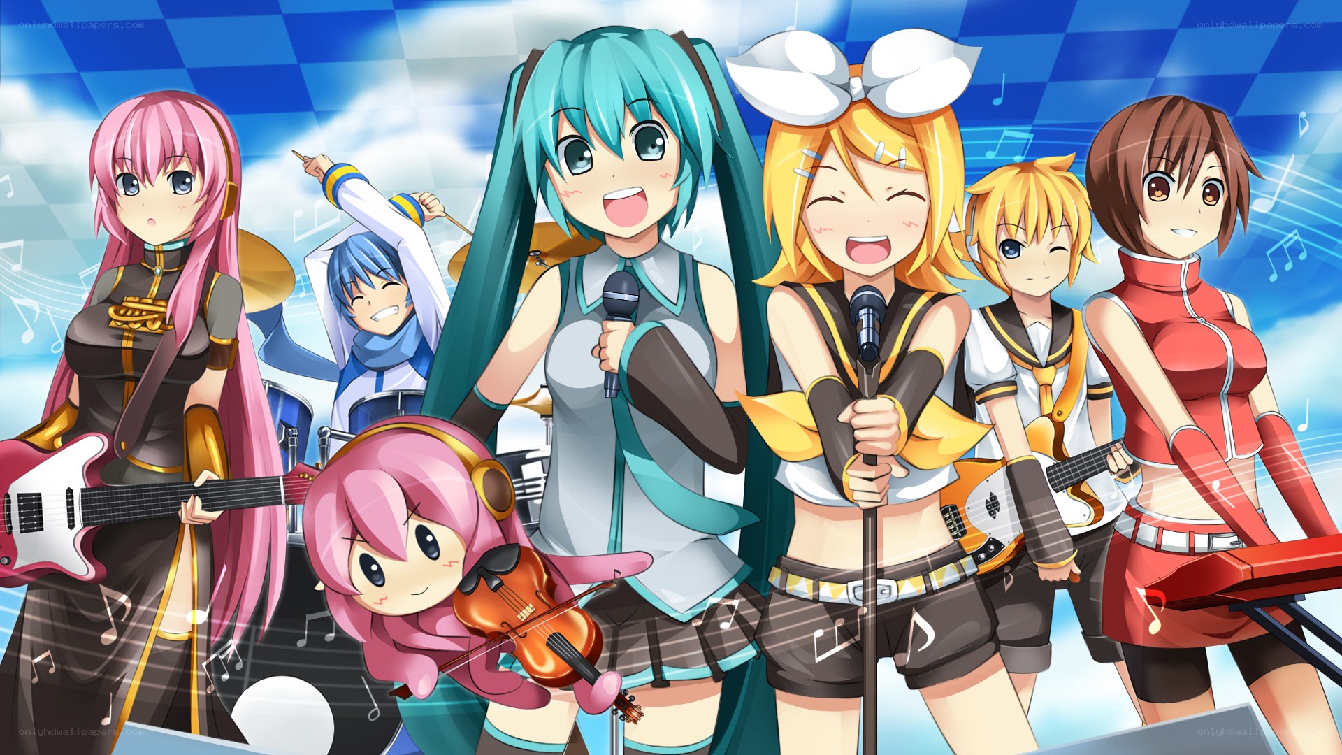 Vocaloid band performing together
