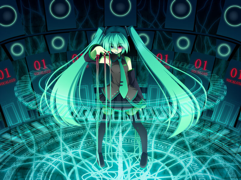 Vocaloid character in digital space