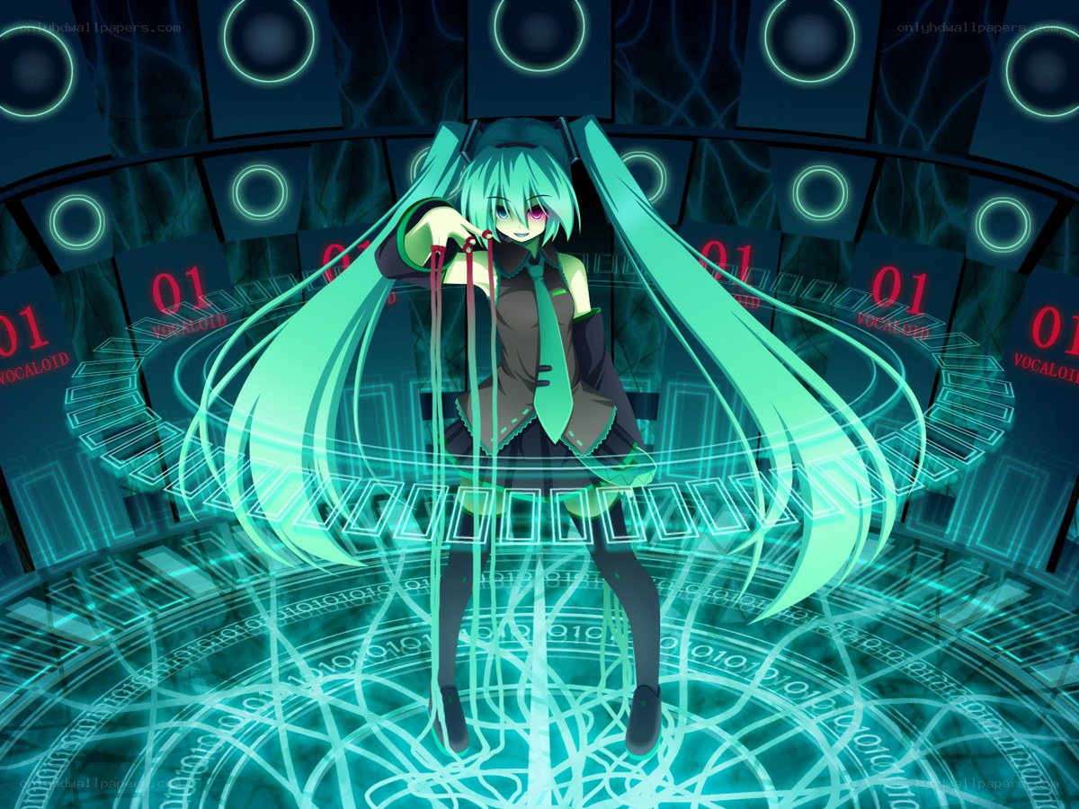 Vocaloid character in digital space