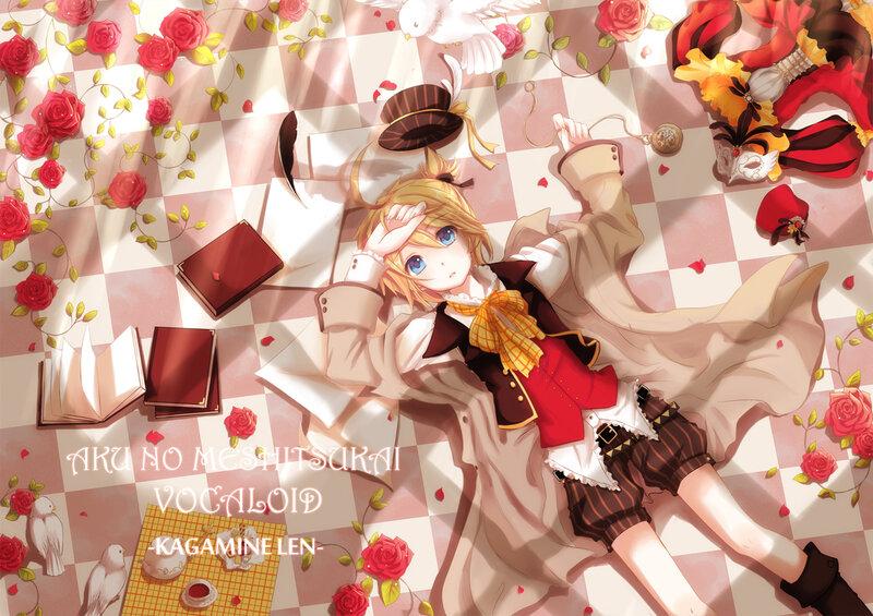 Vocaloid character on checkered floor