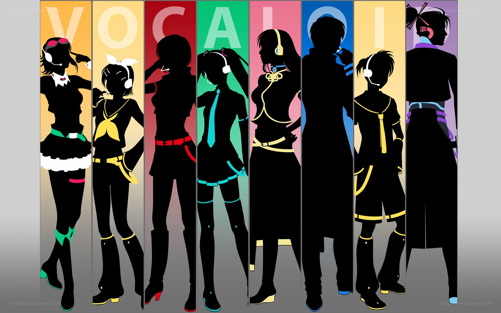 Vocaloid character silhouettes