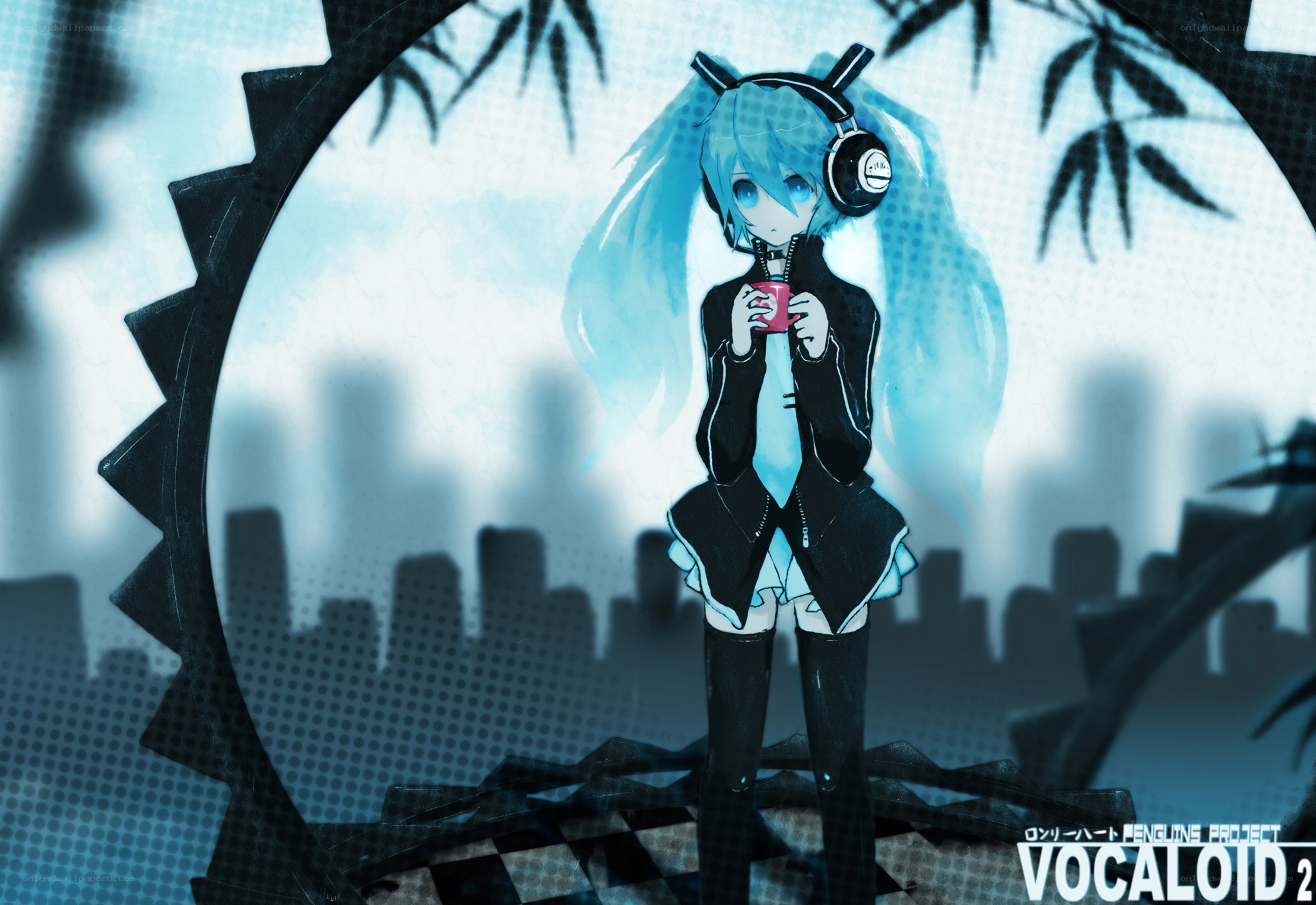 Vocaloid character with headphones