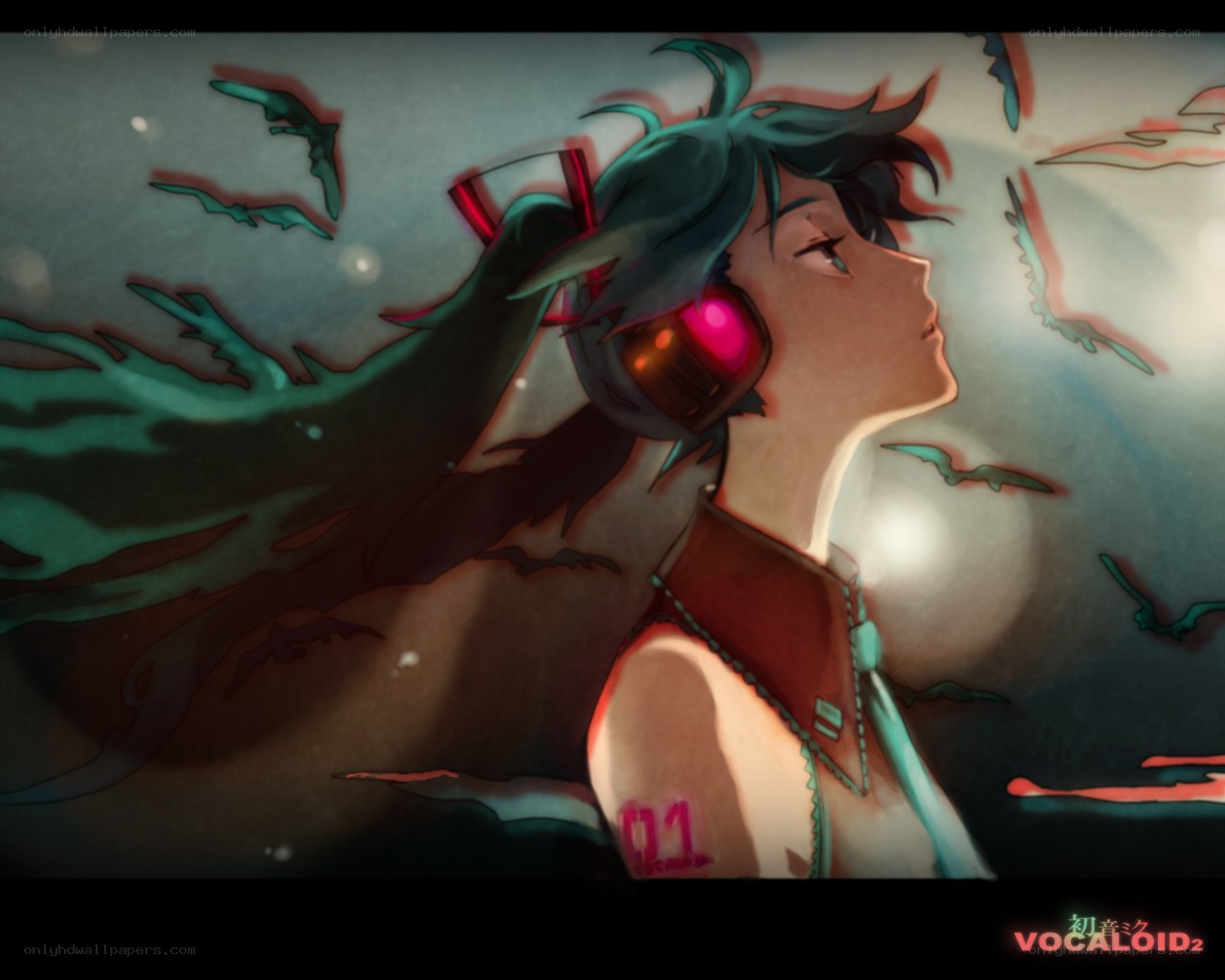 Vocaloid character with headphones