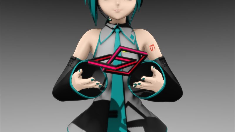 Vocaloid character with logo