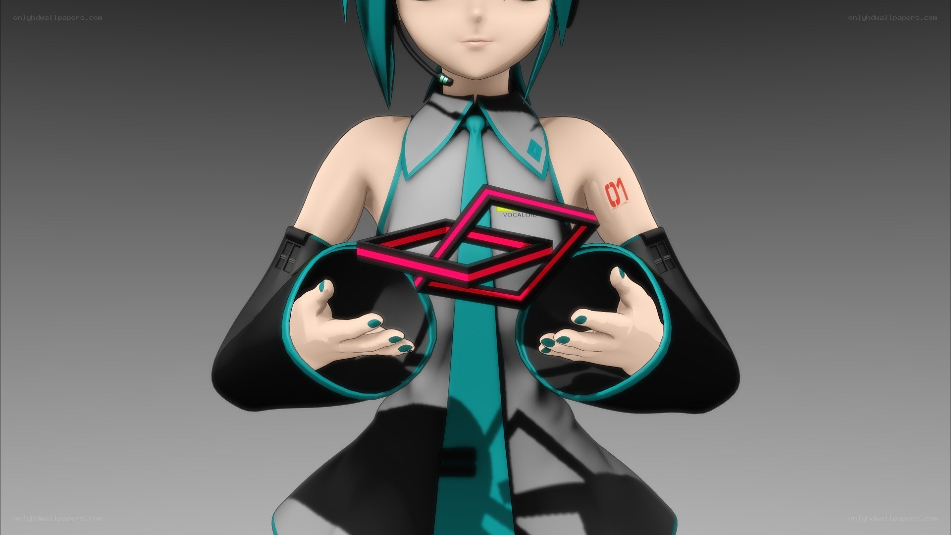 Vocaloid character with logo