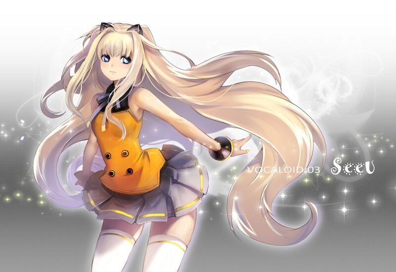 Vocaloid character with long blonde hair