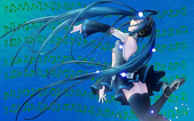 Vocaloid character with long blue hair