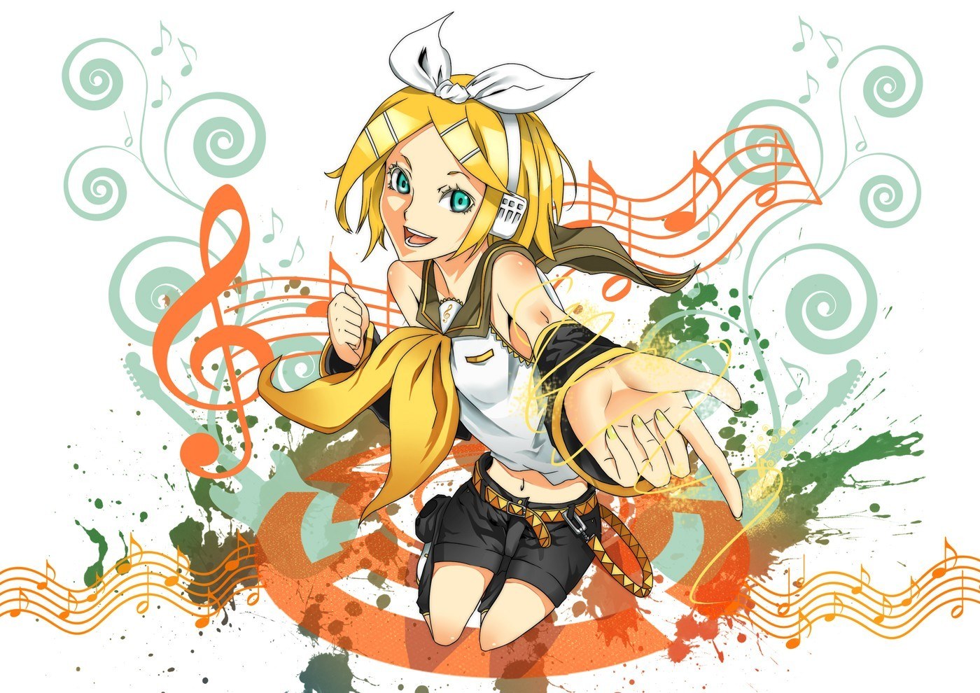 Vocaloid character with music notes