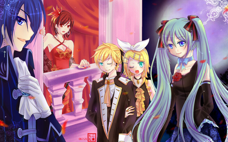 Vocaloid characters at a ball