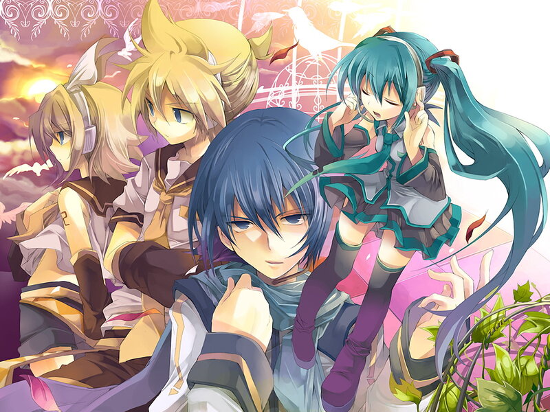 Vocaloid characters at sunset