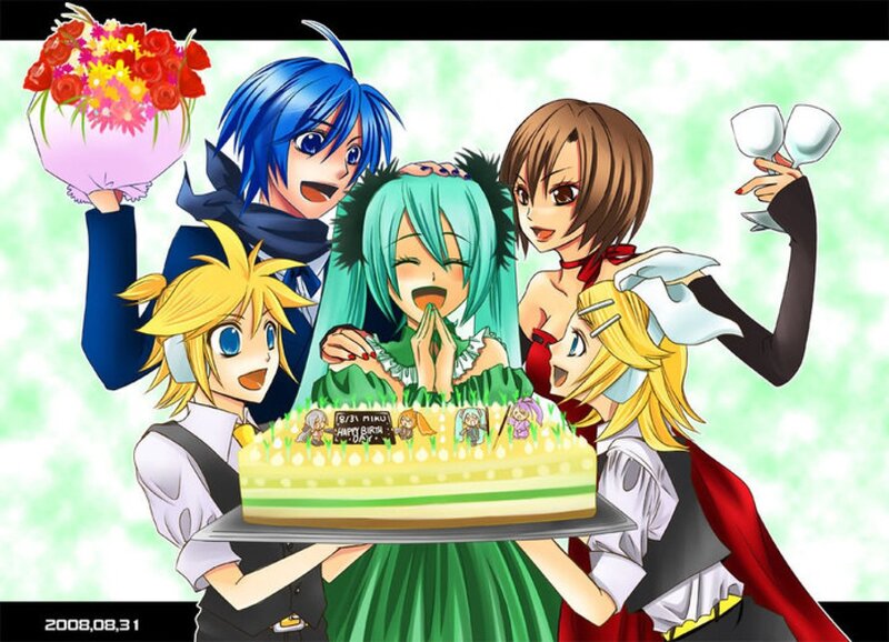 Vocaloid characters celebrate birthday
