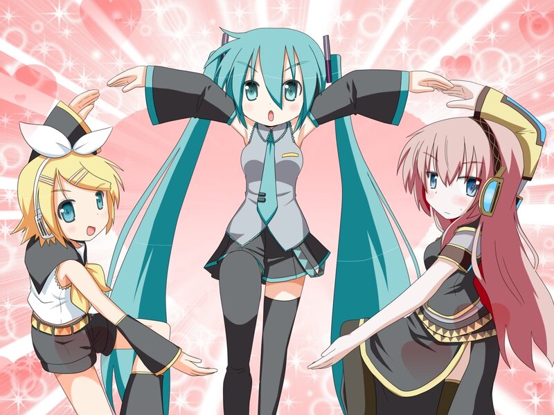 Vocaloid characters dancing