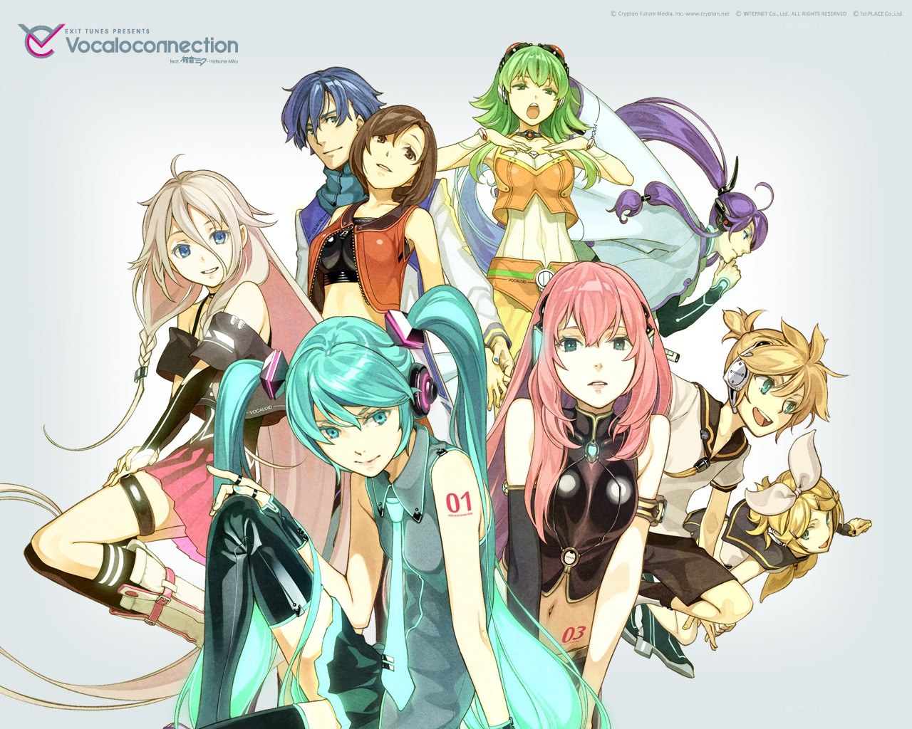 Vocaloid characters group portrait