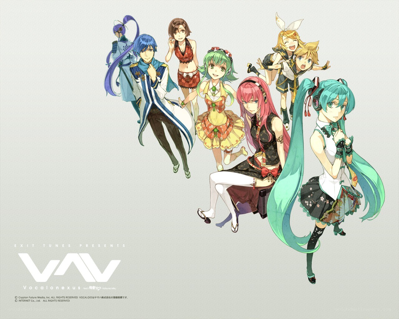 Vocaloid characters group portrait