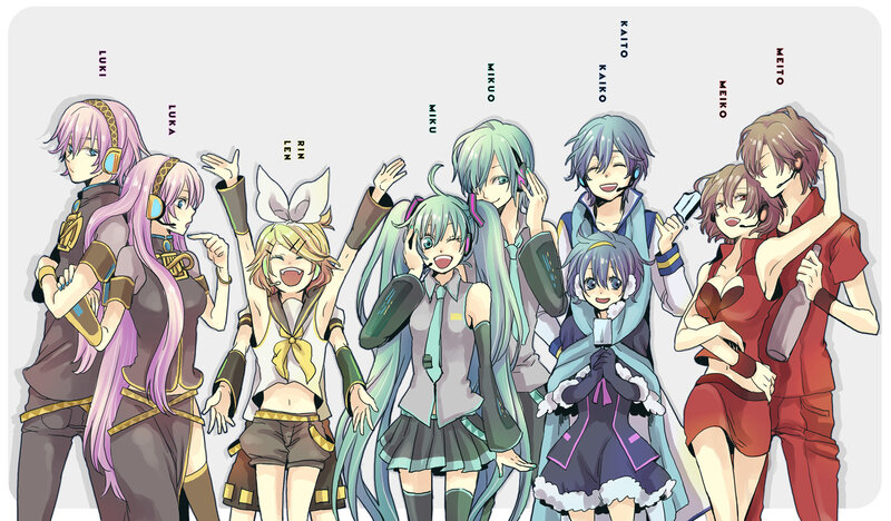 Vocaloid characters group portrait