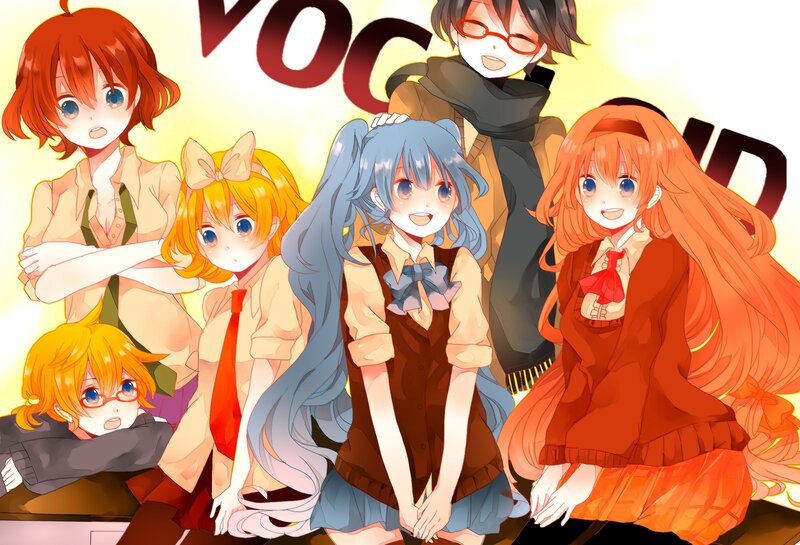 Vocaloid characters group portrait