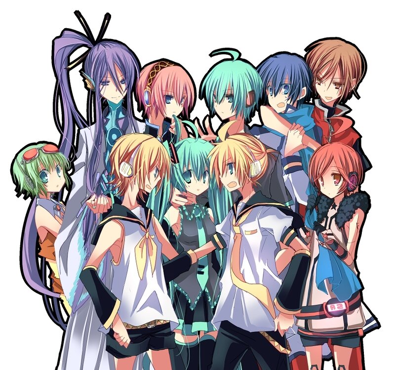 Vocaloid characters group portrait