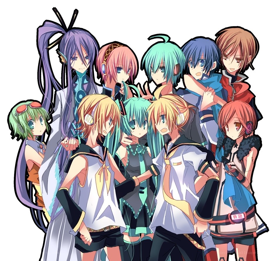 Vocaloid characters group portrait
