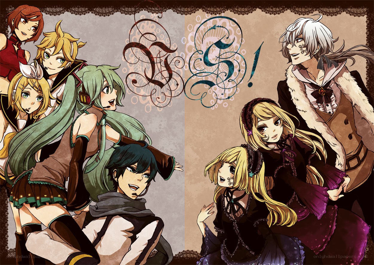 Vocaloid characters group portrait