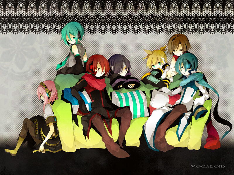 Vocaloid characters group portrait