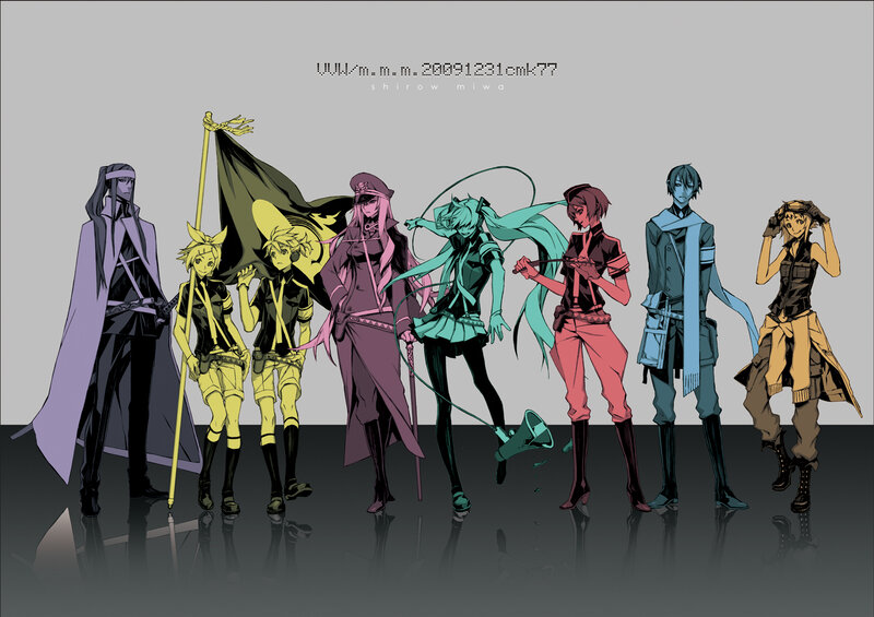 Vocaloid characters group portrait