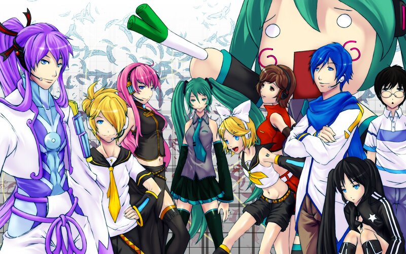 Vocaloid characters group portrait