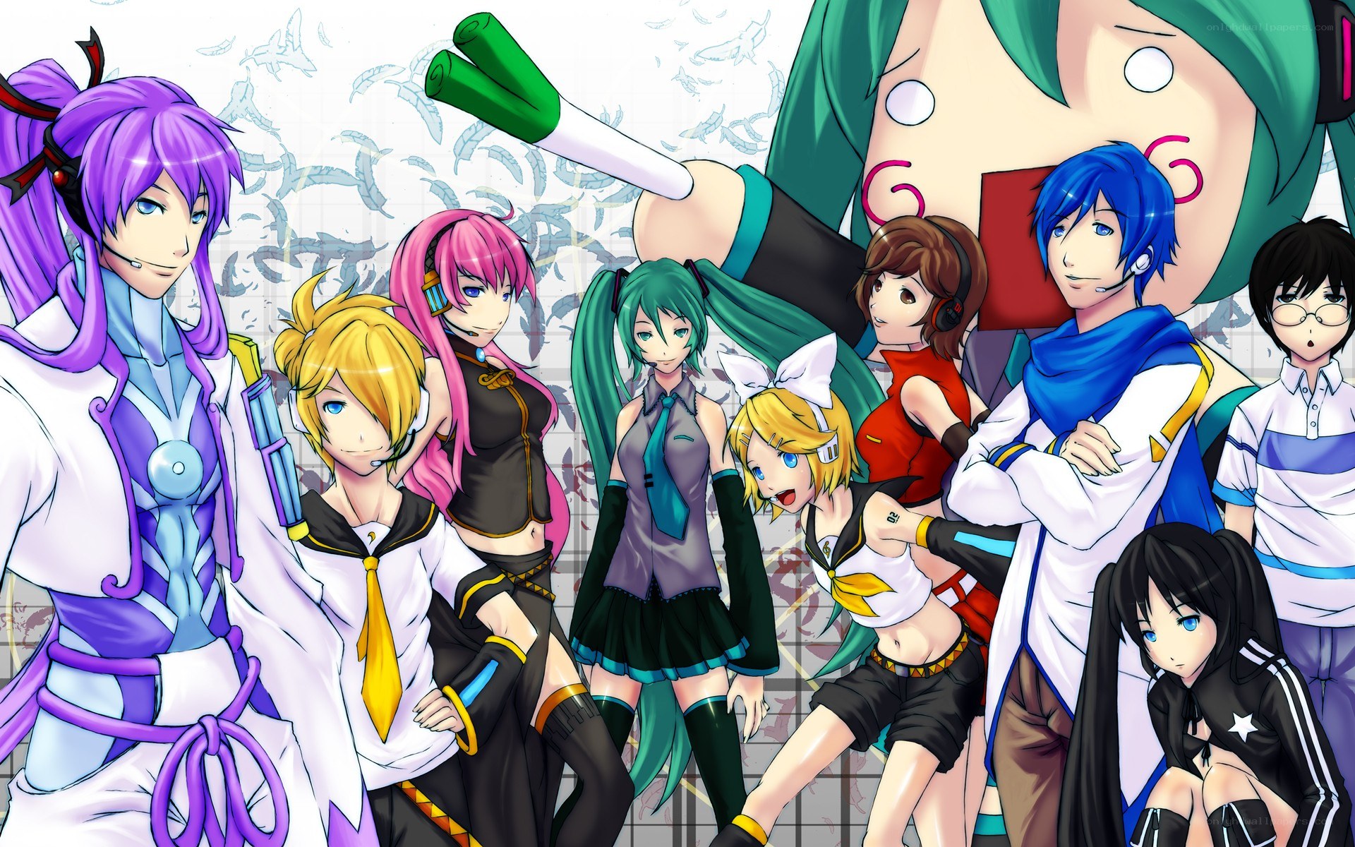 Vocaloid characters group portrait