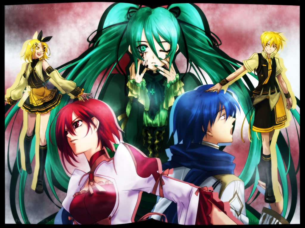 Vocaloid characters in a group