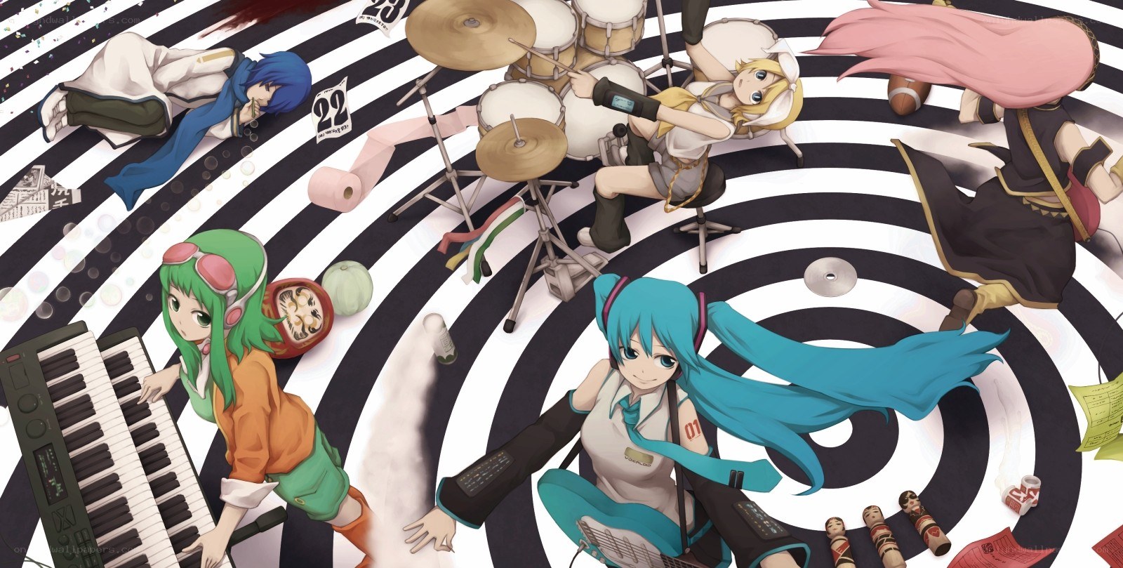 Vocaloid characters in a music scene