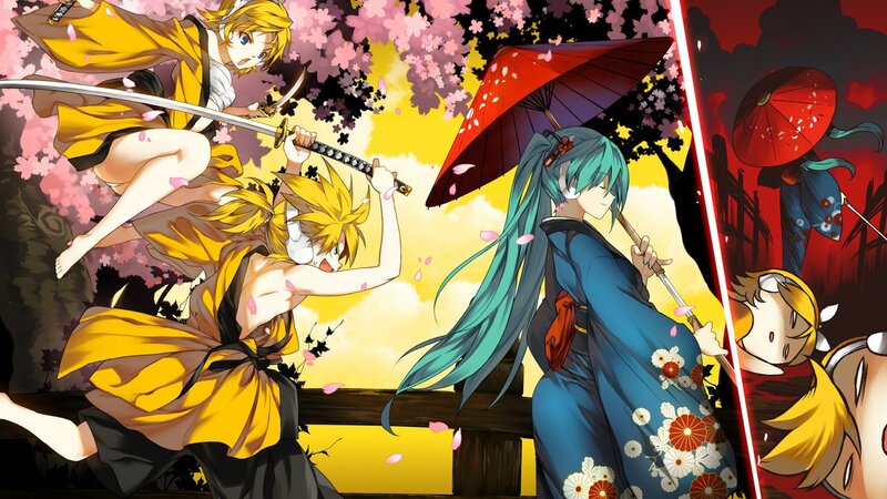 Vocaloid characters in battle