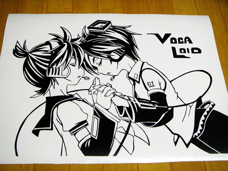 Vocaloid characters in black and white