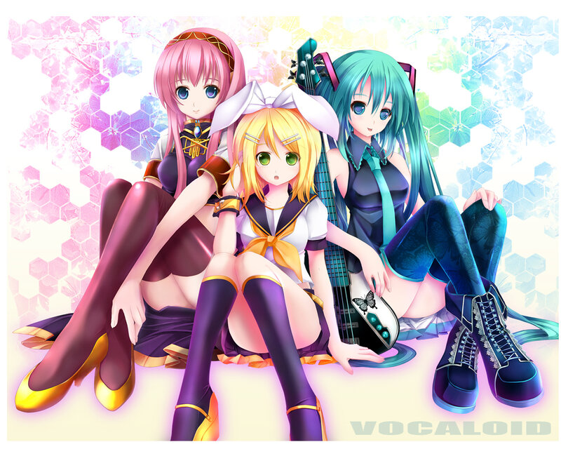 Vocaloid characters in colorful outfits