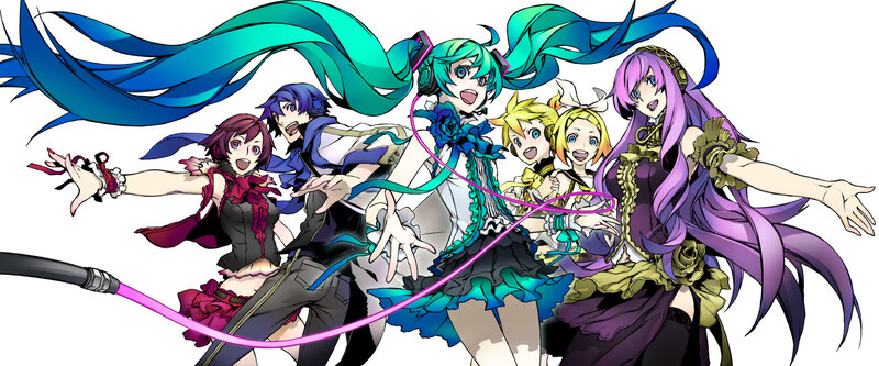 Vocaloid characters in dynamic pose