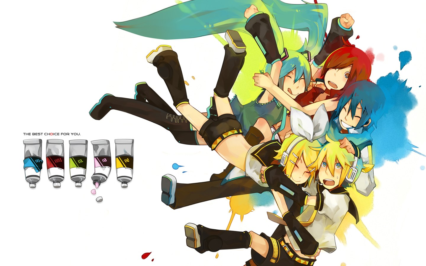 Vocaloid characters in dynamic pose