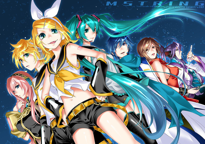 Vocaloid characters in dynamic pose