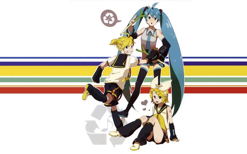 Vocaloid characters in dynamic pose