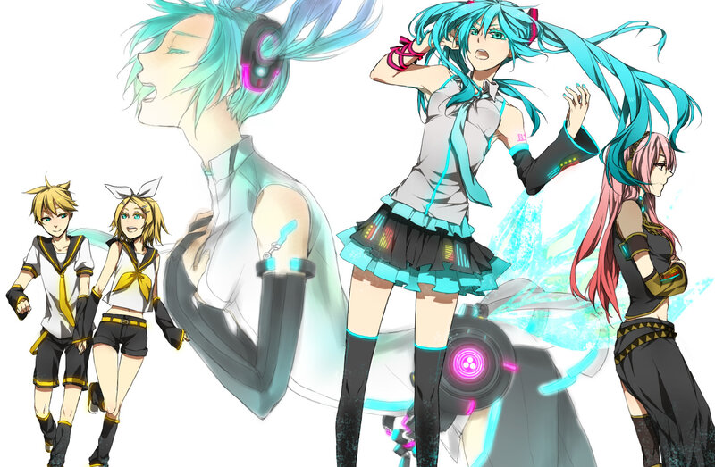 Vocaloid characters in dynamic poses