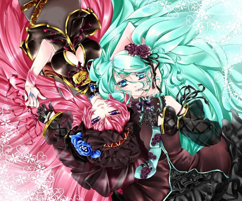 Vocaloid characters in gothic attire