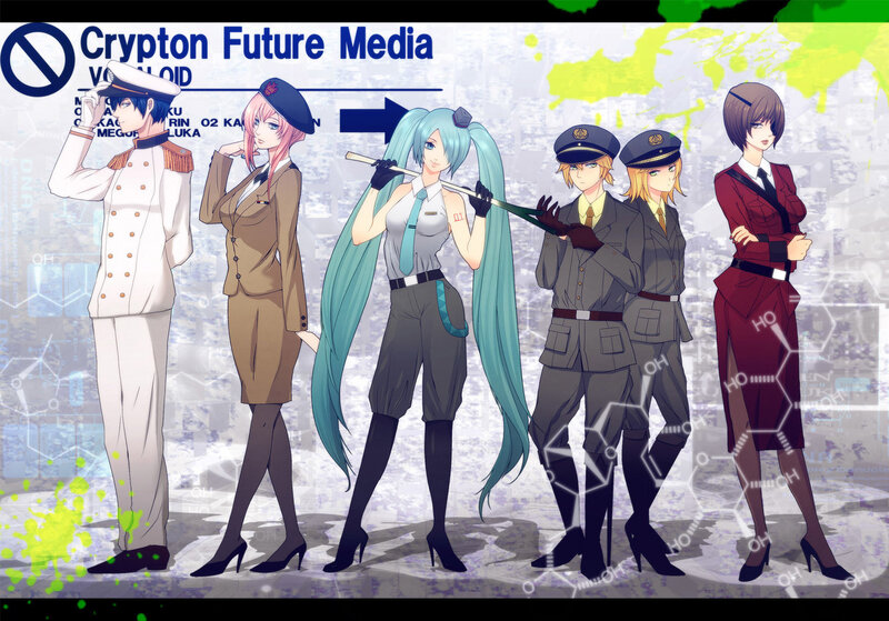 Vocaloid characters in military uniforms