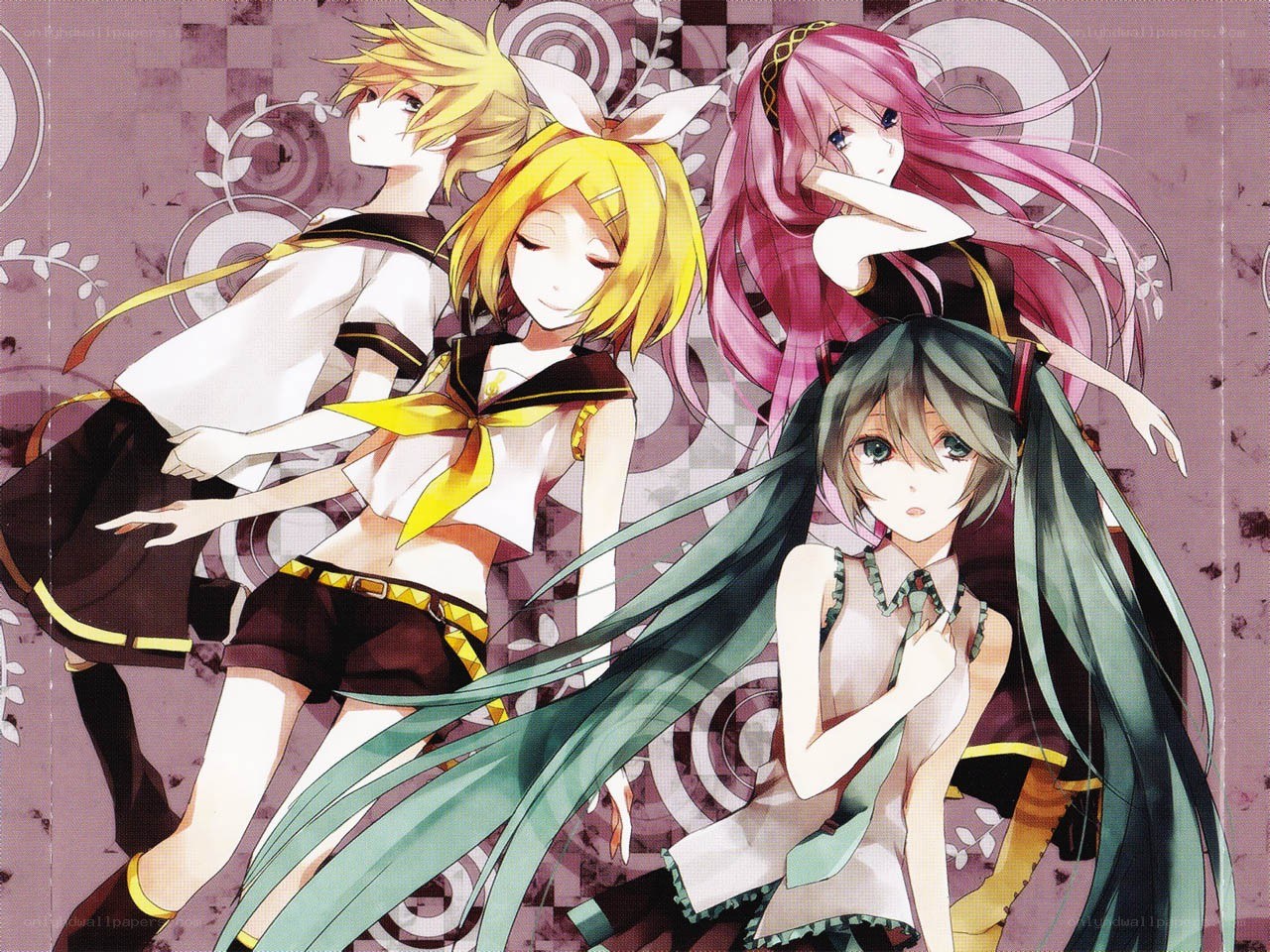Vocaloid characters in school uniforms