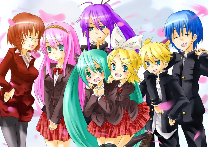 Vocaloid characters in school uniforms