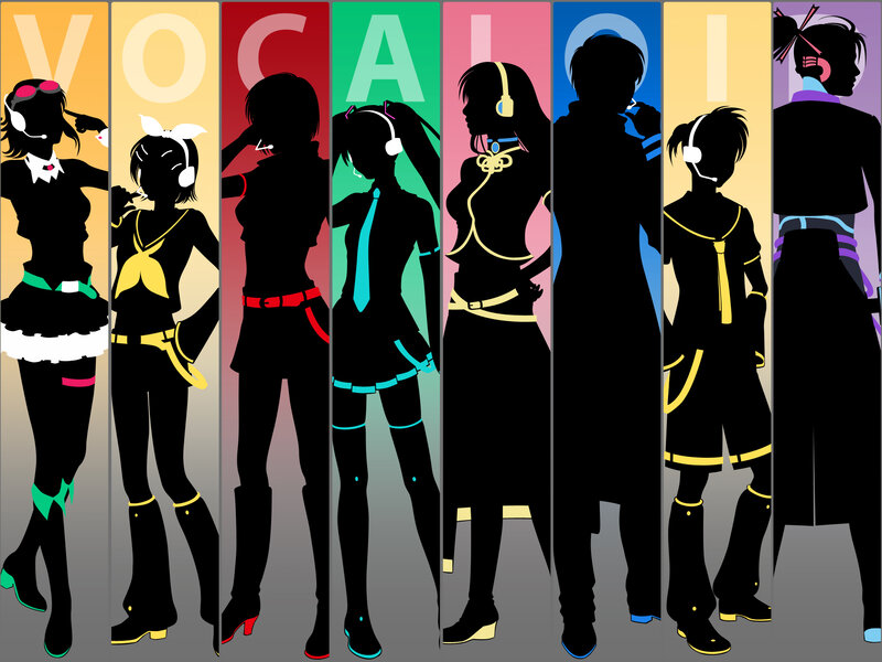 Vocaloid characters in silhouette