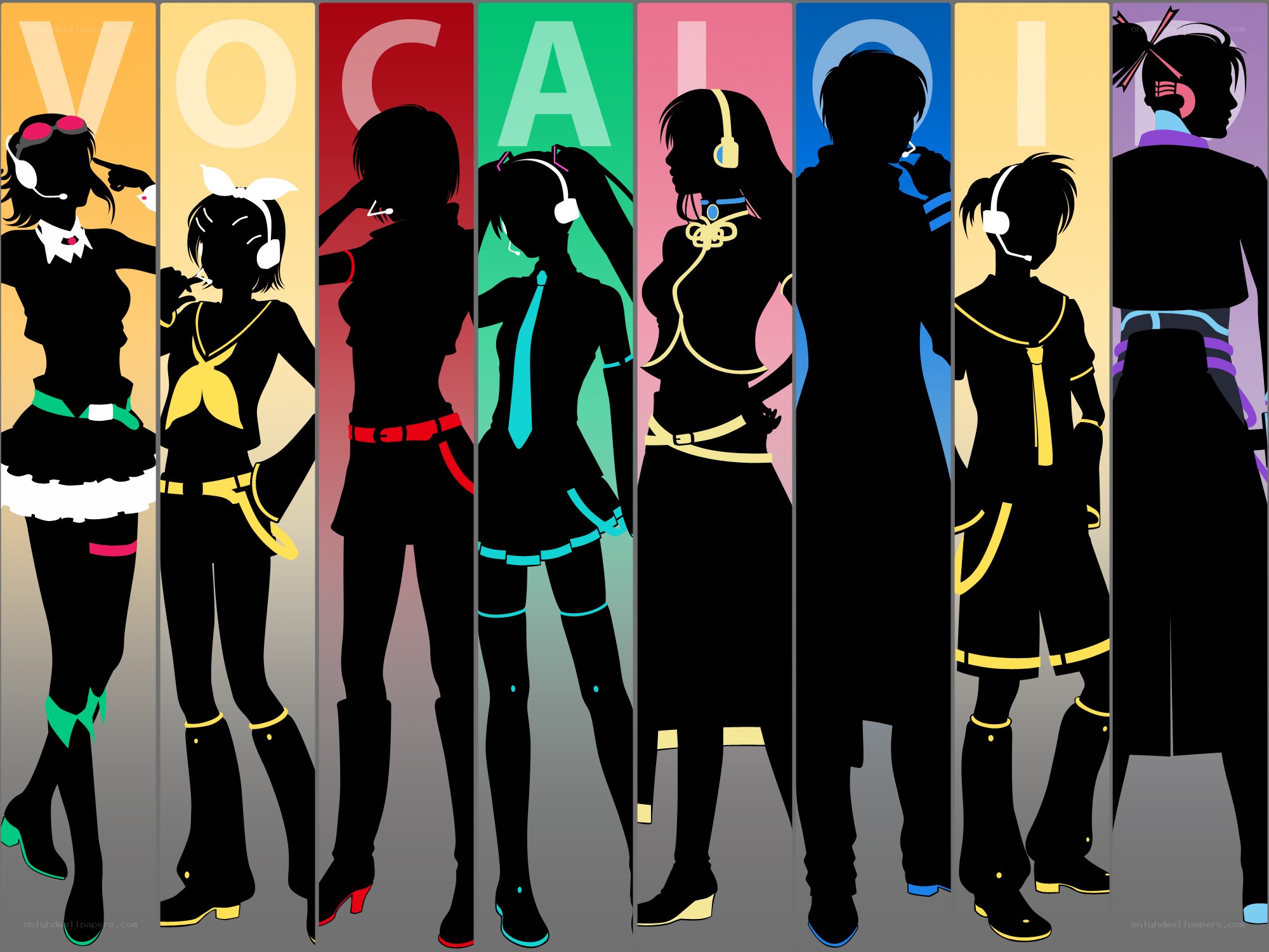 Vocaloid characters in silhouette