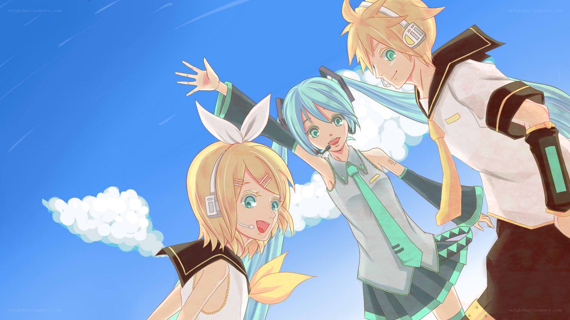 Vocaloid characters in sky