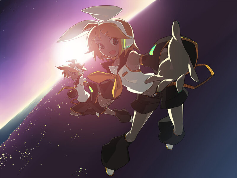 Vocaloid characters in space