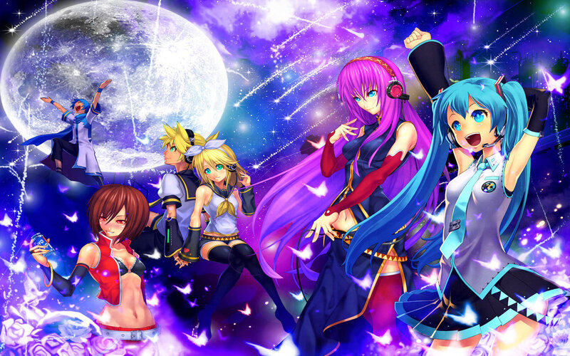 Vocaloid characters in space