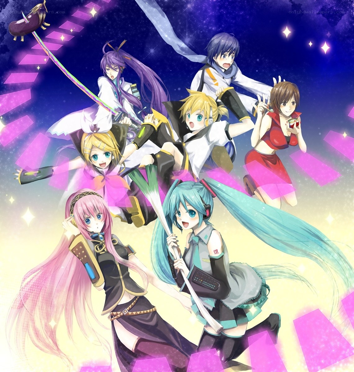Vocaloid characters in space
